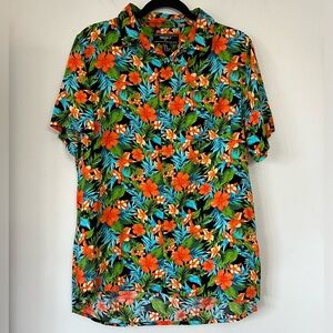 Forever 21 Men’s Tropical Hawaiian Short Floral Viscose Medium Vacation Beach